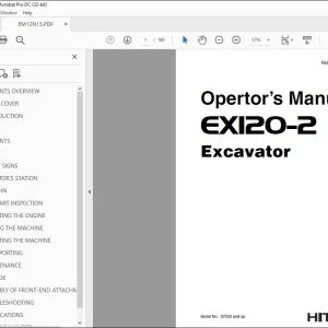 Hitachi EX120-2 Excavator Operator's Manual - PDF DOWNLOAD