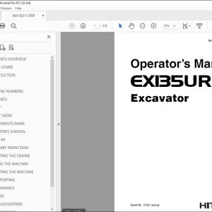 Hitachi EX135UR Excavator Operator's Manual EM1ED11 - PDF DOWNLOAD