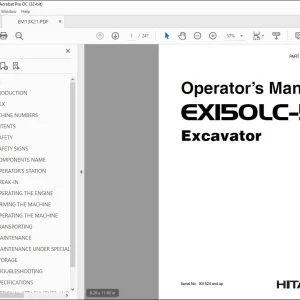 Hitachi EX150LC-5 Excavator Operator's Manual - PDF DOWNLOAD