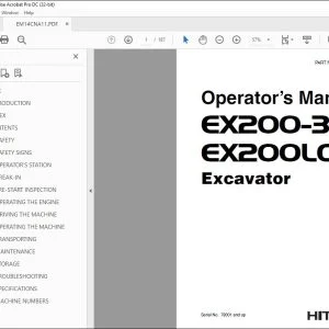 Hitachi EX200-3 EX200LC-3 Excavator Operator's Manual EM14CNA11 PDF