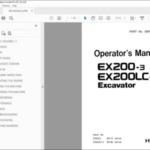 Hitachi EX200-3 EX200LC-3 Excavator Operator's Manual EM14CNA14 PDF
