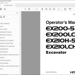 Hitachi EX200-5 EX200LC-5 EX210H-5 EX210LCH-5 Operator's Manual PDF