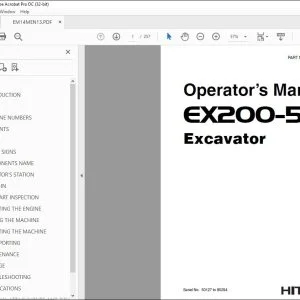 Hitachi EX200-5 Excavator Operator's Manual EM14MEN13 - PDF DOWNLOAD