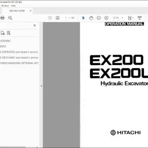 Hitachi EX200 EX200LC Hydraulic Excavator Operation Manual PDF