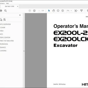 Hitachi EX200L-2 EX200LCK-2 Excavator Operator's Manual - PDF DOWNLOAD