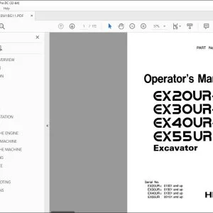 Hitachi EX20UR-2 EX30UR-2 EX40UR-2 EX55UR Operator's Manual PDF