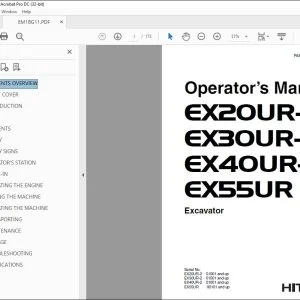 Hitachi EX20UR-2 EX30UR-2 EX40UR-2 EX55UR Operator's Manual PDF