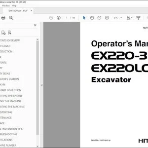 Hitachi EX220-3 EX220LC-3 Excavator Operator's Manual EM15DNA11 PDF