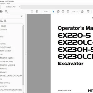 Hitachi EX220-5 EX220LC-5 EX230H-5 EX230LCH-5 Operator's Manual PDF