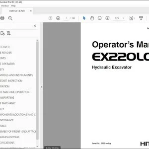 Hitachi EX220LC Hydraulic Excavator Operator's Manual EM15314 - PDF DOWNLOAD
