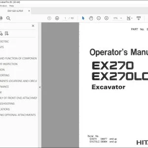 Hitachi EX270 EX270LC Excavator Operator's Manual - PDF DOWNLOAD