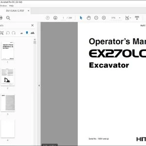 Hitachi EX270LC-5 Excavator Operator's Manual EM15JNA12 - PDF DOWNLOAD
