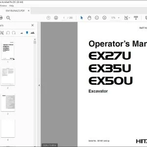 Hitachi EX27U EX35U EX50U Excavator Operator's Manual EM1BUNA23 PDF