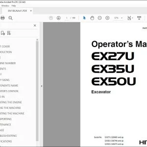 Hitachi EX27U EX35U EX50U Excavator Operator's Manual EM1BUNA41 PDF