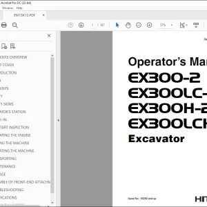 Hitachi EX300-2 EX300LC-2 EX300H-2 EX300LCH-2 Excavator Operator's Manual PDF