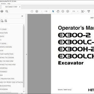 Hitachi EX300-2 EX300LC-2 EX300H-2 EX300LCH-2 Excavator Operator's Manual PDF