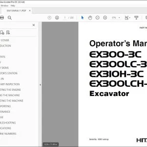Hitachi EX300-3C EX300LC-3C EX310H-3C EX300LCH-3C Operator's Manual PDF