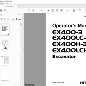 Hitachi EX400-3 EX400LC-3 EX400H-3 EX400LCH-3 Excavator Operator's Manual PDF