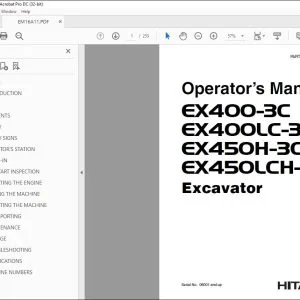 Hitachi EX400-3C EX400LC-3C EX450H-3C EX450LCH-3C Operator's Manual PDF