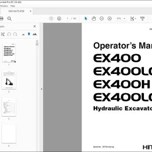 Hitachi EX400 EX400LC EX400H EX400LCH Excavator Operator's Manual PDF
