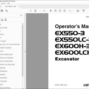Hitachi EX550-3 EX550LC-3 EX600H-3 EX600LCH-3 Operator's Manual PDF