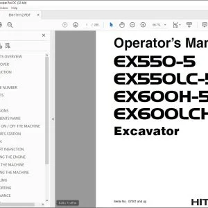 Hitachi EX550-5 EX550LC-5 EX600H-5 EX600LCH-5 Operator's Manual PDF
