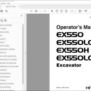 Hitachi EX550 EX550LC EX550H EX550LCH Excavator Operator's Manual - PDF DOWNLOAD