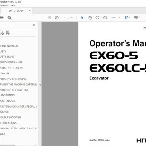 Hitachi EX60-5 EX60LC-5 Excavator Operator's Manual EM1C121 - PDF DOWNLOAD