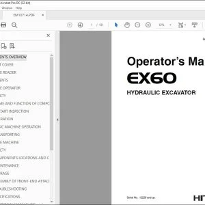Hitachi EX60 Hydraulic Excavator Operator's Manual - PDF DOWNLOAD