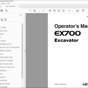 Hitachi EX700 Excavator Operator's Manual EM17224 - PDF DOWNLOAD