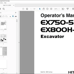 Hitachi EX750-5 EX800H-5 Excavator Operator's Manual - PDF DOWNLOAD