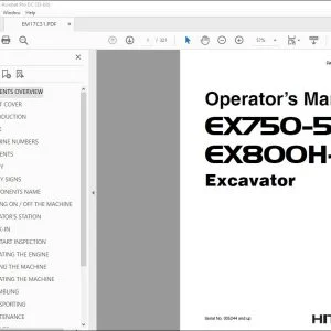 Hitachi EX750-5 EX800H-5 Excavator Operator's Manual EM17C31 PDF