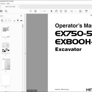 Hitachi EX750-5 EX800H-5 Excavator Operator's Manual EM17C51 PDF