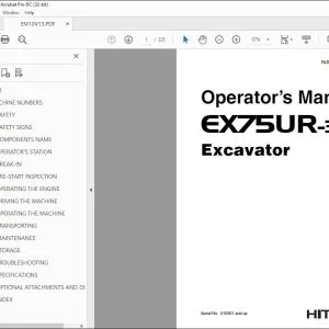 Hitachi EX75UR-3 Excavator Operator's Manual - PDF DOWNLOAD