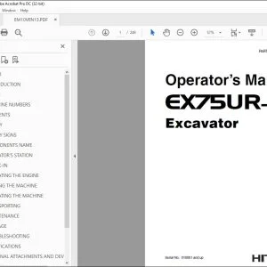 Hitachi EX75UR-3 Excavator Operator's Manual EM10VEN13 - PDF DOWNLOAD