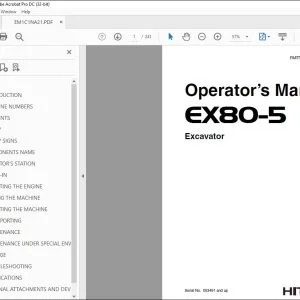 Hitachi EX80-5 Excavator Operator's Manual EM1C1NA21 - PDF DOWNLOAD