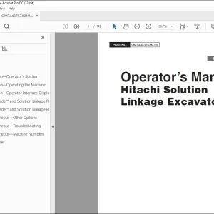 Hitachi Solution Linkage Excavator Operator's Manual - PDF DOWNLOAD