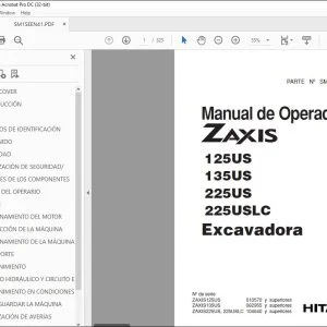 Hitachi ZAXIS 125US 135US 225US 225USLC Excavadora Manual de Operación PDF