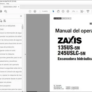 Hitachi ZAXIS 135US-5N 245USLC-5N Excavadora Manual del operador PDF