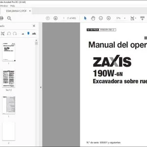 Hitachi ZAXIS 190W-6N Excavadora sobre ruedas Manual del operador PDF