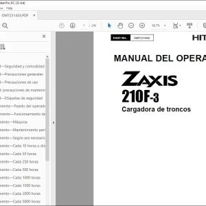 Hitachi ZAXIS 210F-3 Cargadora de troncos MANUAL DEL OPERADOR PDF
