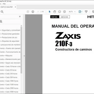 Hitachi ZAXIS 210F-3 Constructora de caminos MANUAL DEL OPERADOR PDF