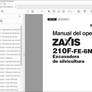 Hitachi ZAXIS 210F-FE-6N Excavadora Manual del operador PDF