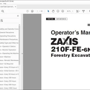 Hitachi ZAXIS 210F-FE-6N Forestry Excavator Operator's Manual PDF