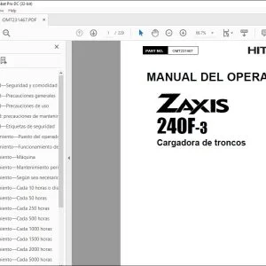 Hitachi ZAXIS 240F-3 Cargadora de troncos MANUAL DEL OPERADOR PDF