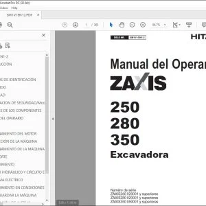 Hitachi ZAXIS 250 280 350 Excavadora Manual del Operario PDF