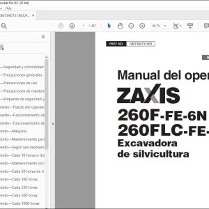 Hitachi ZAXIS 260F-FE-6N 260FLC-FE-6N Excavadora Manual del operador PDF