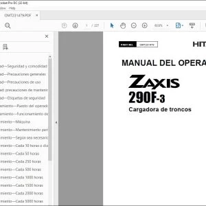 Hitachi ZAXIS 290F-3 Cargadora de troncos MANUAL DEL OPERADOR PDF