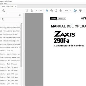 Hitachi ZAXIS 290F-3 Constructora de caminos MANUAL DEL OPERADOR PDF