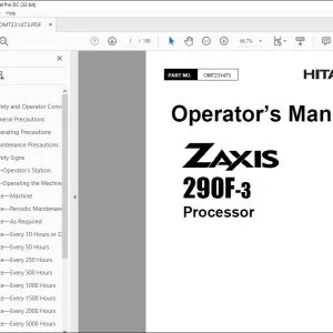 Hitachi ZAXIS 290F-3 Processor Operator's Manual - PDF DOWNLOAD